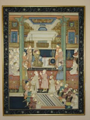 4 Original Mughal Silk Paintings