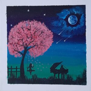 A mystic night under pink blossom