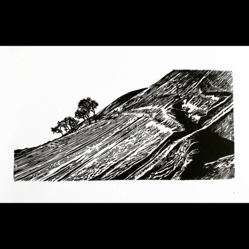 Desert hill - Linocut