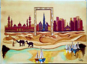 UAE Skyline - Glow in Dark Painting