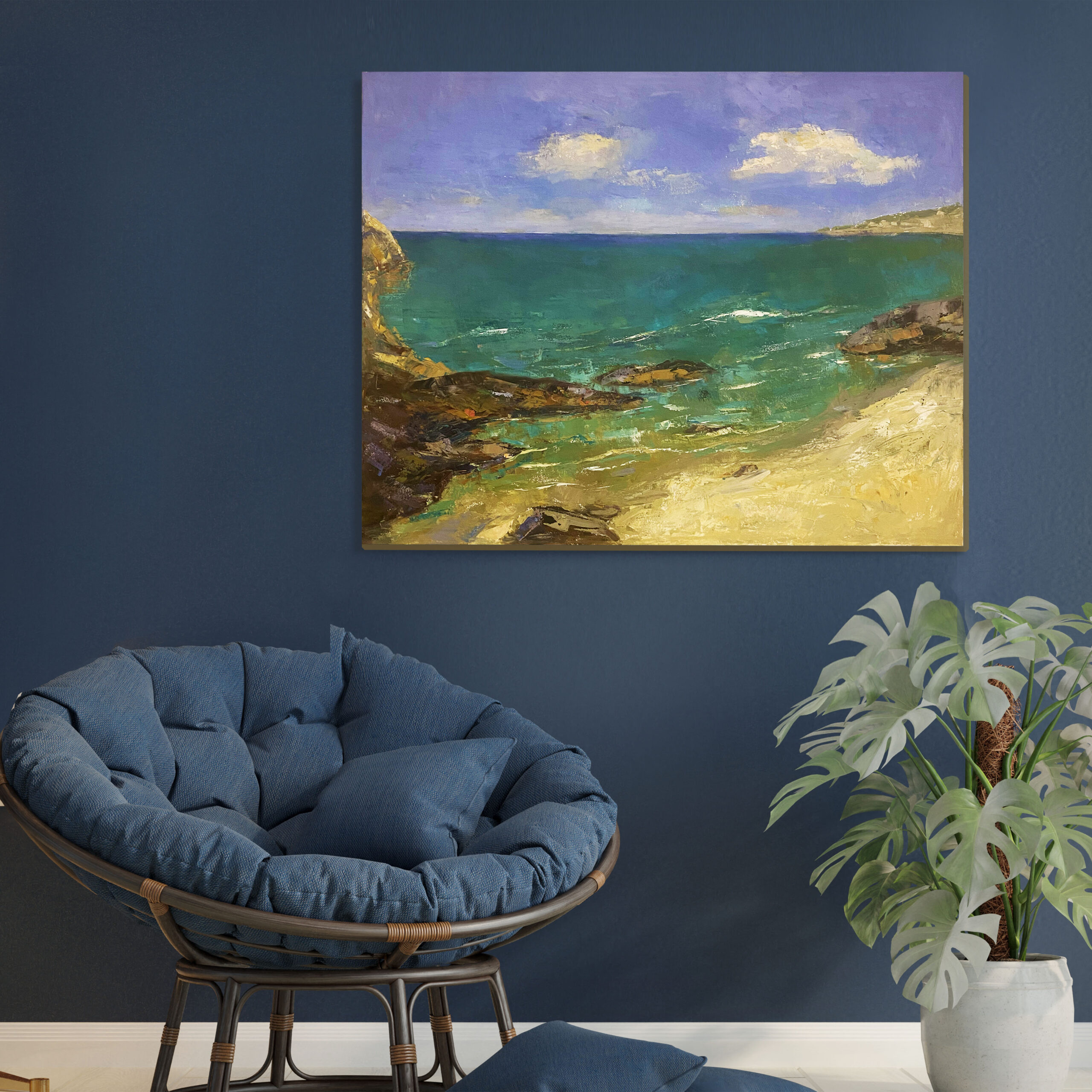 Poster Frame in living room Psd Mockup