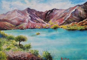 UAE Landscape- Hatta Lake Painting